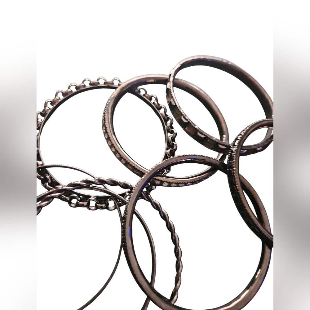 Bracelet Bangle 8pc. Set NEW. Dark Sikver Tone.